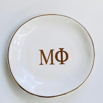 Sorority Ring Pin Dish - gold trim trinket dish - jewelry dish - Bid Day Gift - Initiation Gift - Sorority Gift