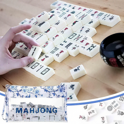 Personalized Blue and White Porcelain Mahjong Storage Bag, Customized Name, Large Capacity Waterproof Transparent Storage Bag, A Gift for Mahjong Lovers