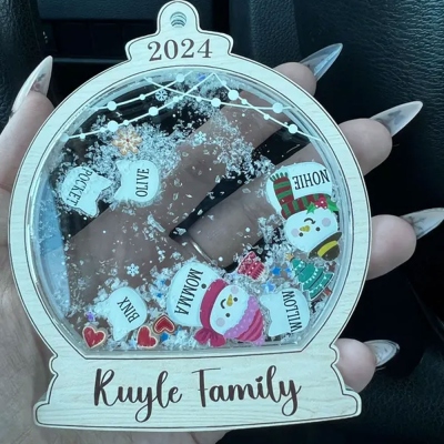 Personalized Family Names Shaker Snowbabies Christmas Ornament, Christmas Tree Hanging Ornament, Home Decor, Christmas Gift for Mom/Grandma/Family