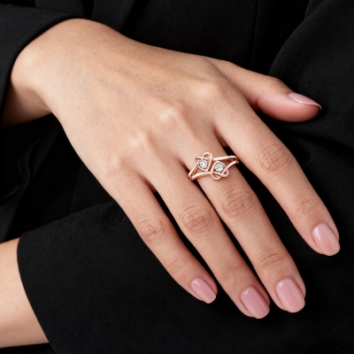 Personalized Double Birthstones Interlocking Heart Ring, Sterling Silver 925 Ring for Women, Birthday/Mother's Day/Anniversary Gift for Her/Mom/Bestie