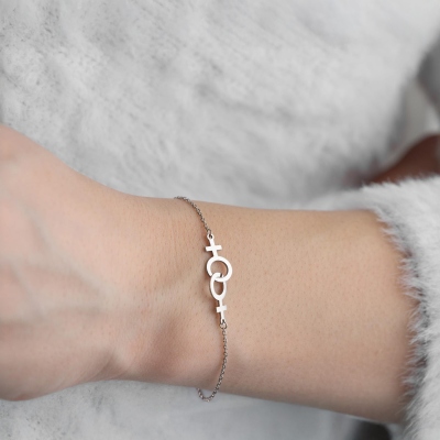 Personligt Venus-armband med dubbla namn, anpassat könssymbol HBTQ-armband, lesbiska pridesmycken, födelsedags-/jul-/bröllopspresent till lesbiska/henne