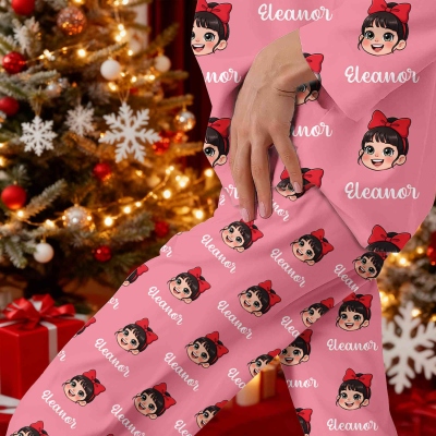 Personalized Cartoon Portrait Pajamas, Custom Family Sleepwear Based on Your Photo, Cute Matching Set, Multiple Colors Available