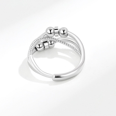 Anti Anxiety Bead Ring, Brass Fidget Ring, Adjustable Rotating Ring, Graduation/Birthday Gift for Men/Women