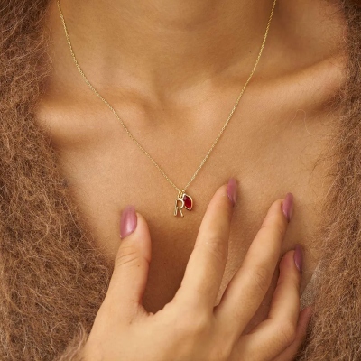 Personligt halsband med initialer och födelsesten, eleganta bokstavssmycken för kvinnor, alla hjärtans dag/årsdag/födelsedagspresent till henne/mamma/par