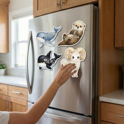 Personlig dörrmagnet med namn, djur från Alaska, vattentät återanvändbar metalldörr och kylskåpsmagnet, heminredning, present till barn/vänner/familj