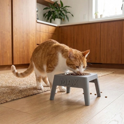 Personalized Elevated Pet Bowl Stand with Name, 3D Printed Colorful Cat/Dog Food & Water Feeder Holder, Pet Neck Friendly, Gift for Pet Lovers/Owners