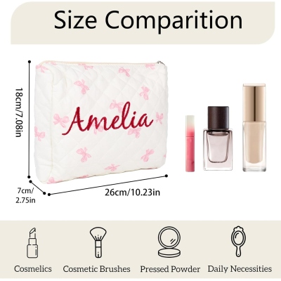 Custom Name Spring Floral Makeup Bag, Large Capacity Travel Toiletry Cosmetic Bag, Bachelorette Party Favor, Easter Gift for Her/Friends/Bridesmaids