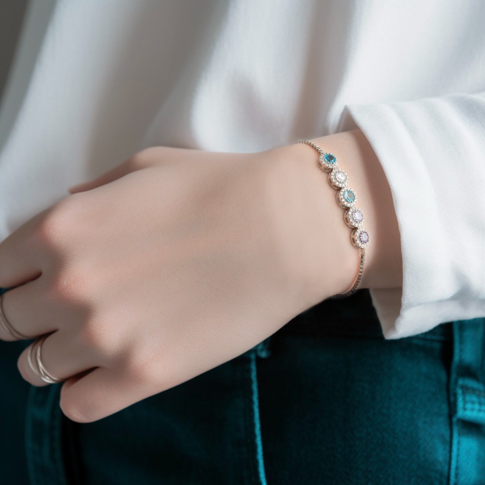 Custom Family Birthstone Bracelets, Round Birthstone Bracelets, Mother