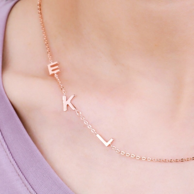 Personalized Sideways 1 - 8 Initials Necklace