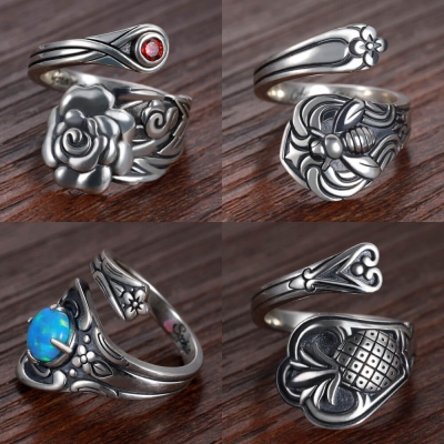 Personalized Rose/Bee/Opal/Pineapple Spoon Ring