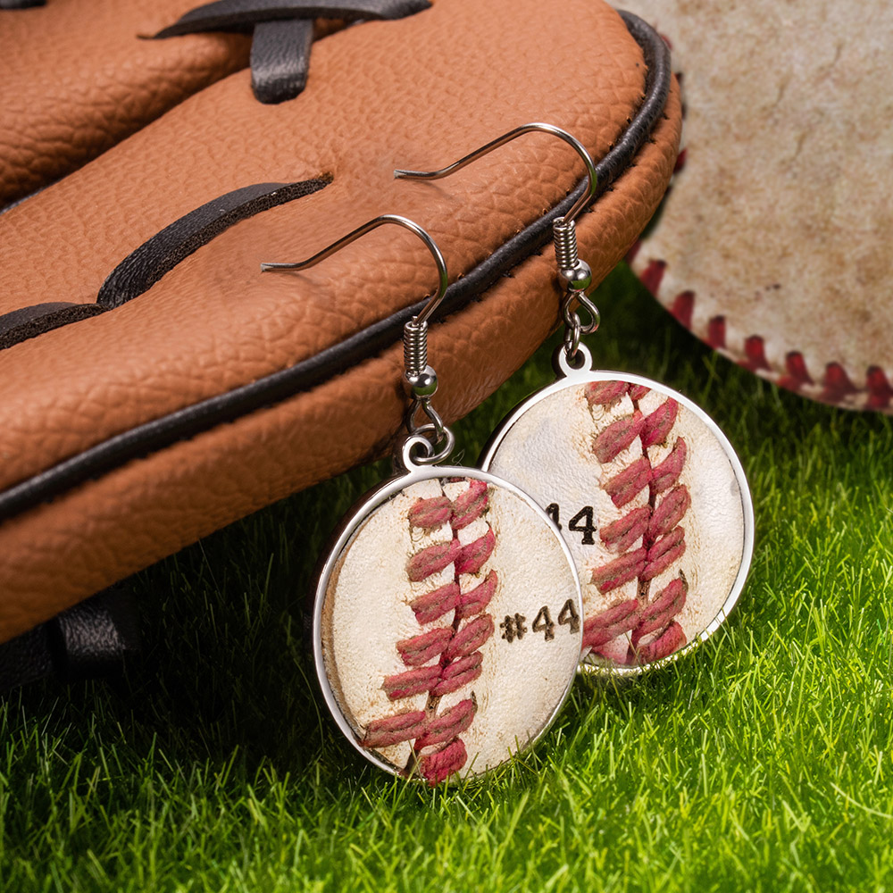 Colar / brincos de couro de beisebol personalizados e joias esportivas