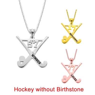 Custom Hockey Necklace Ice Hockey Sticks Name Jewelry