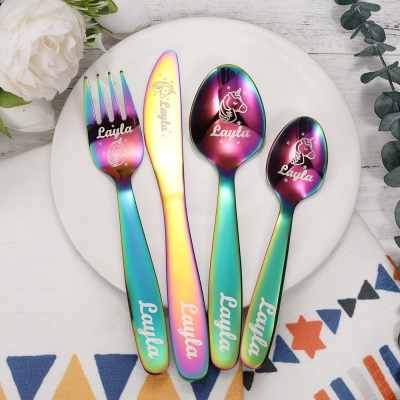 Personalized Cutlery Sets with Unicorn Gift for Kids
