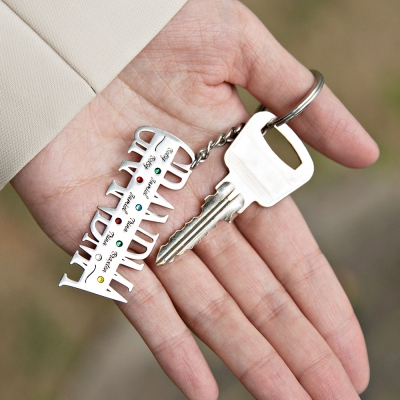 Kundenspezifisches 1-12 Familiennamen-Schlüsselanhänger-Geschenk für Mutter