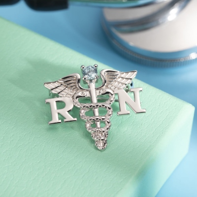 Personalized Medical Graduation Theme Pin with Birthstone
