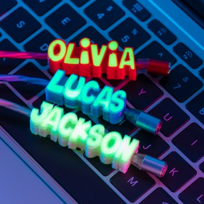 Personalized 3D Printed Name LED Flash USB Cable