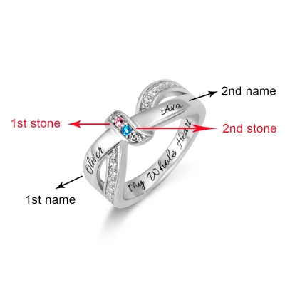Family Jewelry Personalized 1-8 Birthstone and Name Ring
