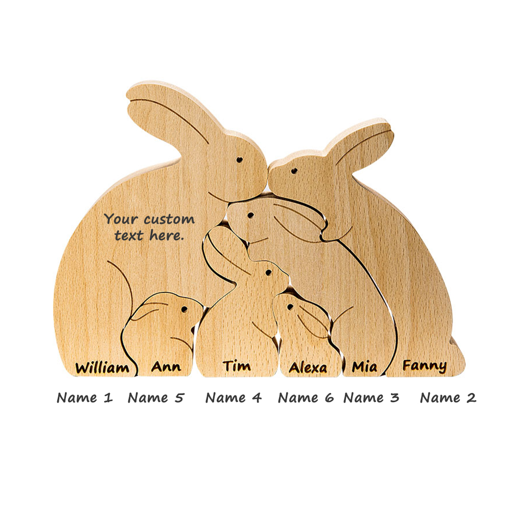 Puzzle d'animaux de dessin animé en bois avec nom personnalisé pour bébé