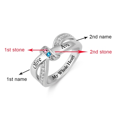 Personalized Family Birthstone and Name Ring