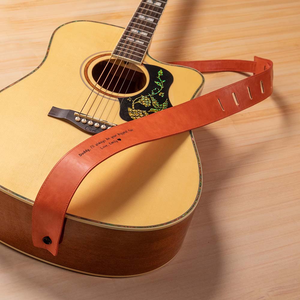Sangle De Guitare En Cuir Véritable Noir Keepdrum - Personnalisable Par Gravure Laser - Longueur Réglable 112-142 Cm, Largeur 60 Mm