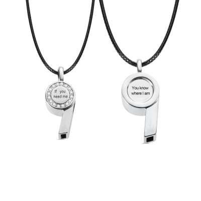 Whistle Necklace with Custom Name Couple Gift Set of 2