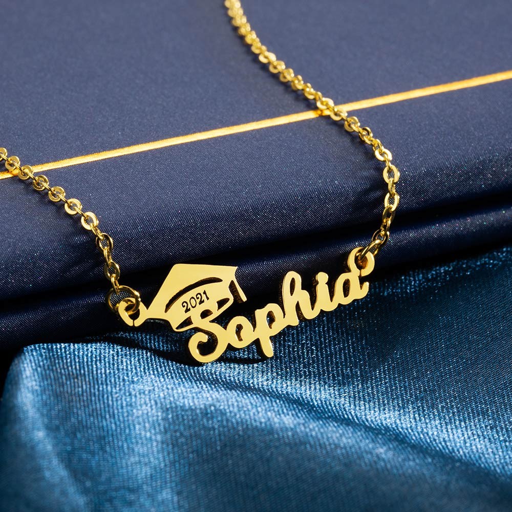 Personalisierte Bachelor Deckel Name Halskette Abschlussgeschenke