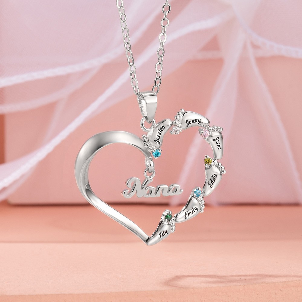 Collier Cœur Personnalisable Avec Pierres De Naissance - Pendentif Papillon 3D - Argent Sterling Plaqué - Cadeau Pour Maman, Femme, Fête Des Mères