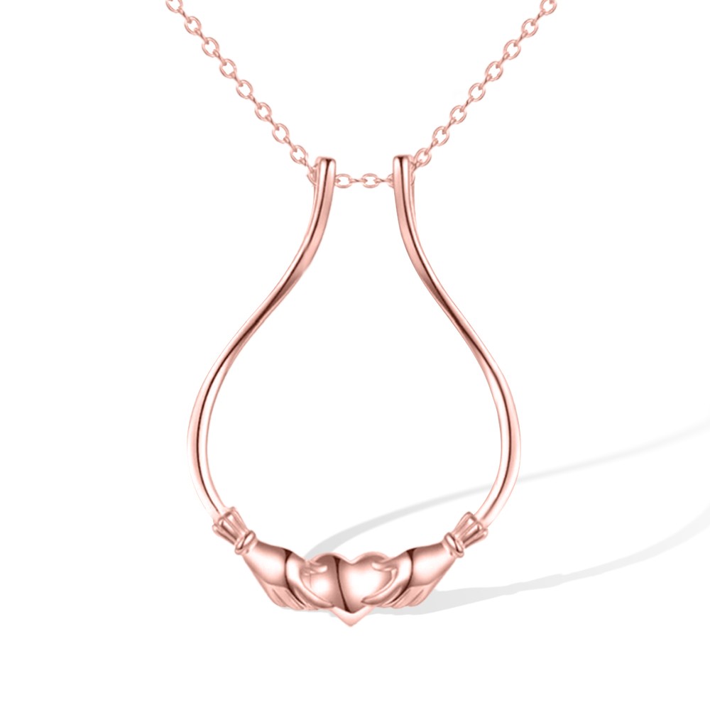 Ring Holder Necklace With Claddagh Heart Sterling Silver Ring Keeper 