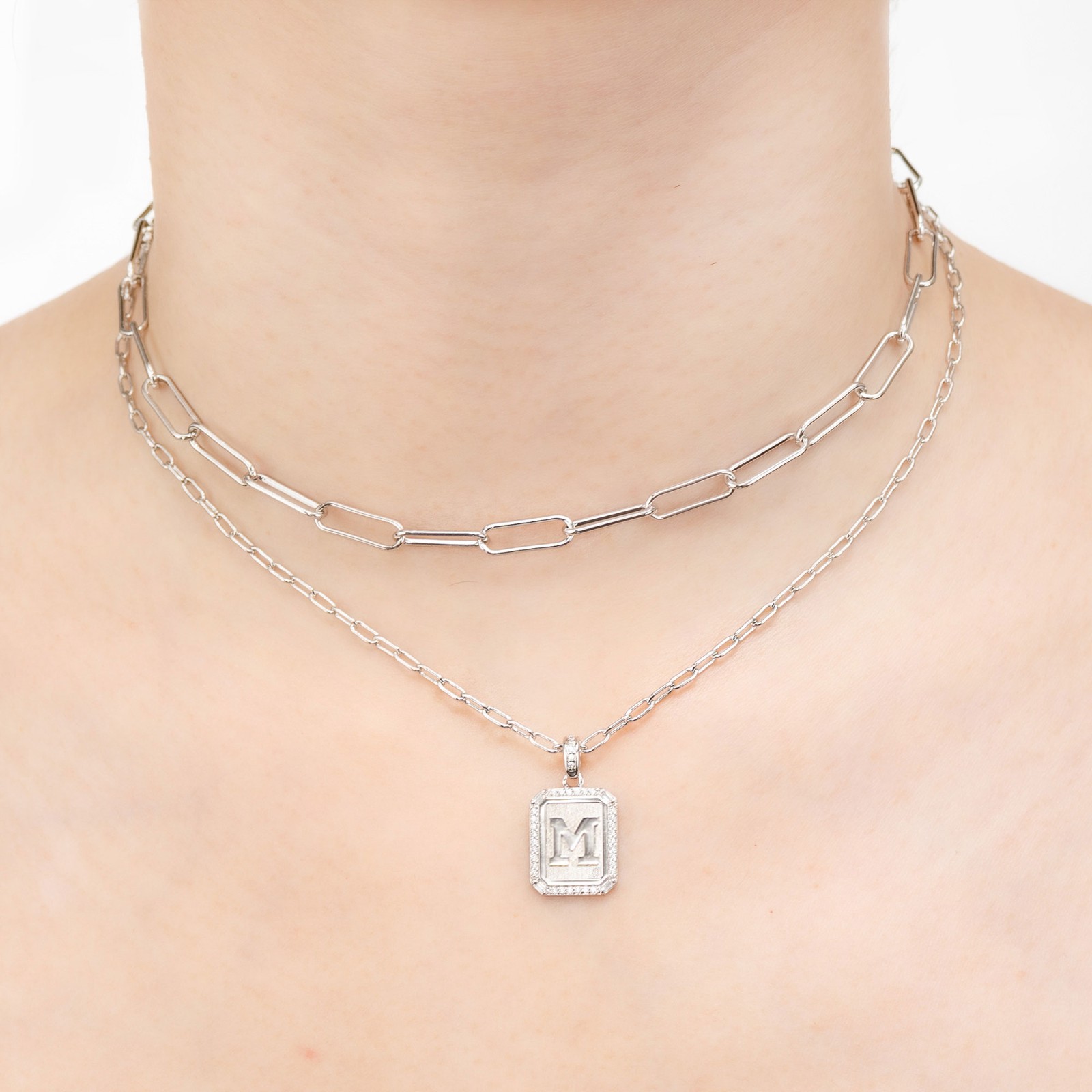 Custom Layered Necklace with Initial Plate