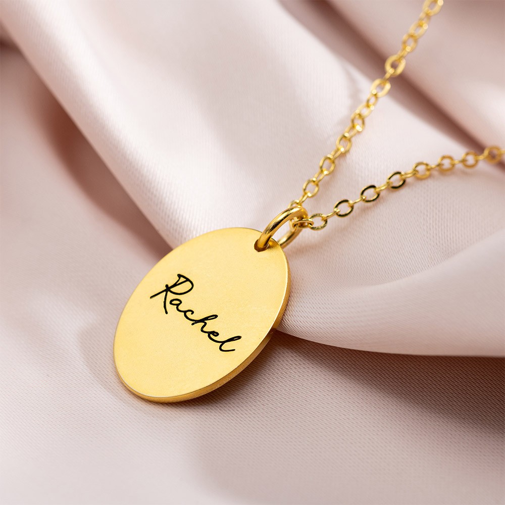 Custom Enamel Birth Flower Necklace with Name, Flower Engraved Charm Pendant in Gold, Birthday/Mother's Day Gift for Wife/Mom/Girlfriend/Daughter