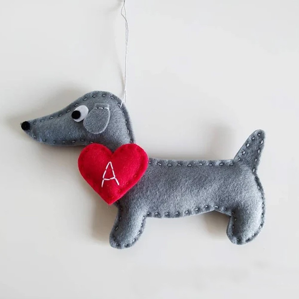 Valentine's Day Gift, Dog Felt Ornament, Pug, Boston Terrier, Chihuahua, Dachshund, French Bulldog, German Shepherd