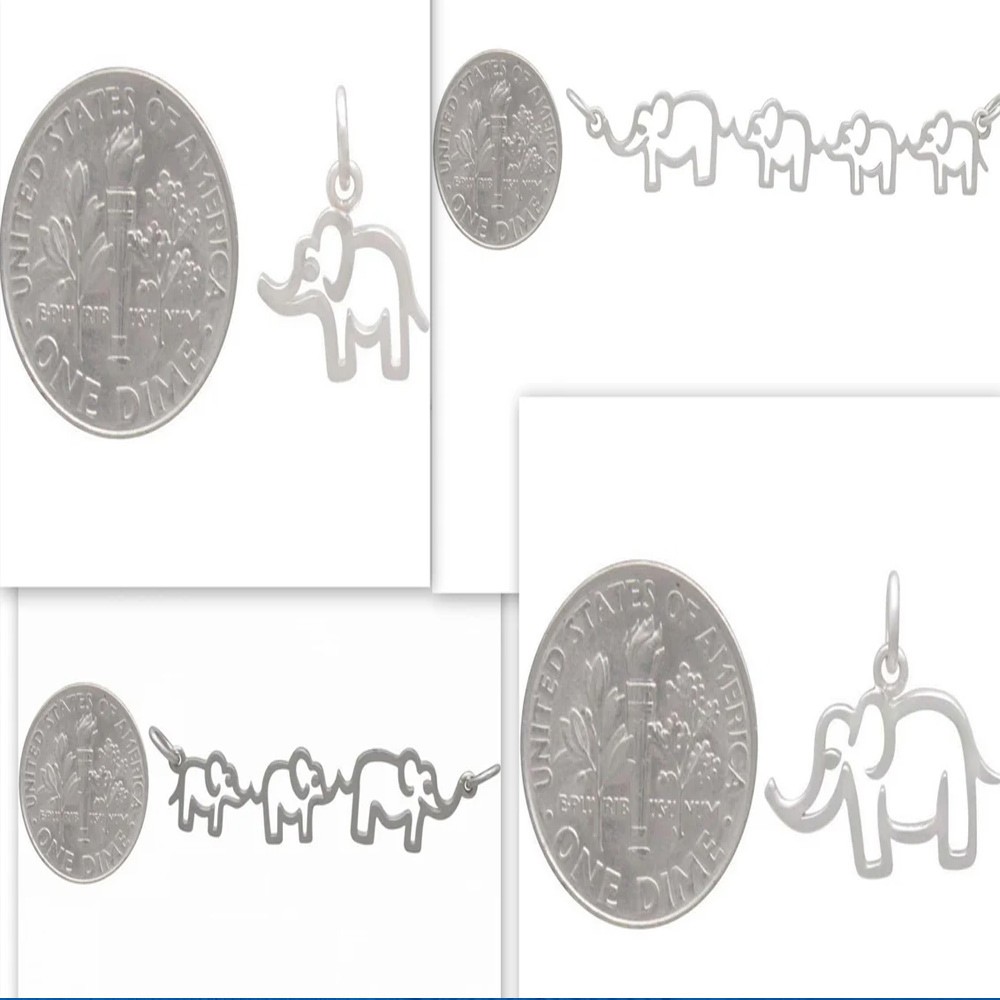 Mama and Baby Elephant Necklace, Sterling Silver 925 Necklace, Mommy