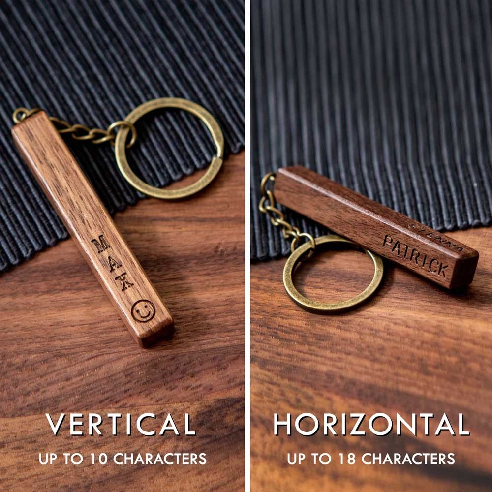 Custom 4 Sided Engraved Wood Bar Keychain, Custom 4 Sided Engraved Keychain for New Home Car, Gift for Mom Dad Grandpa Husband from Kids