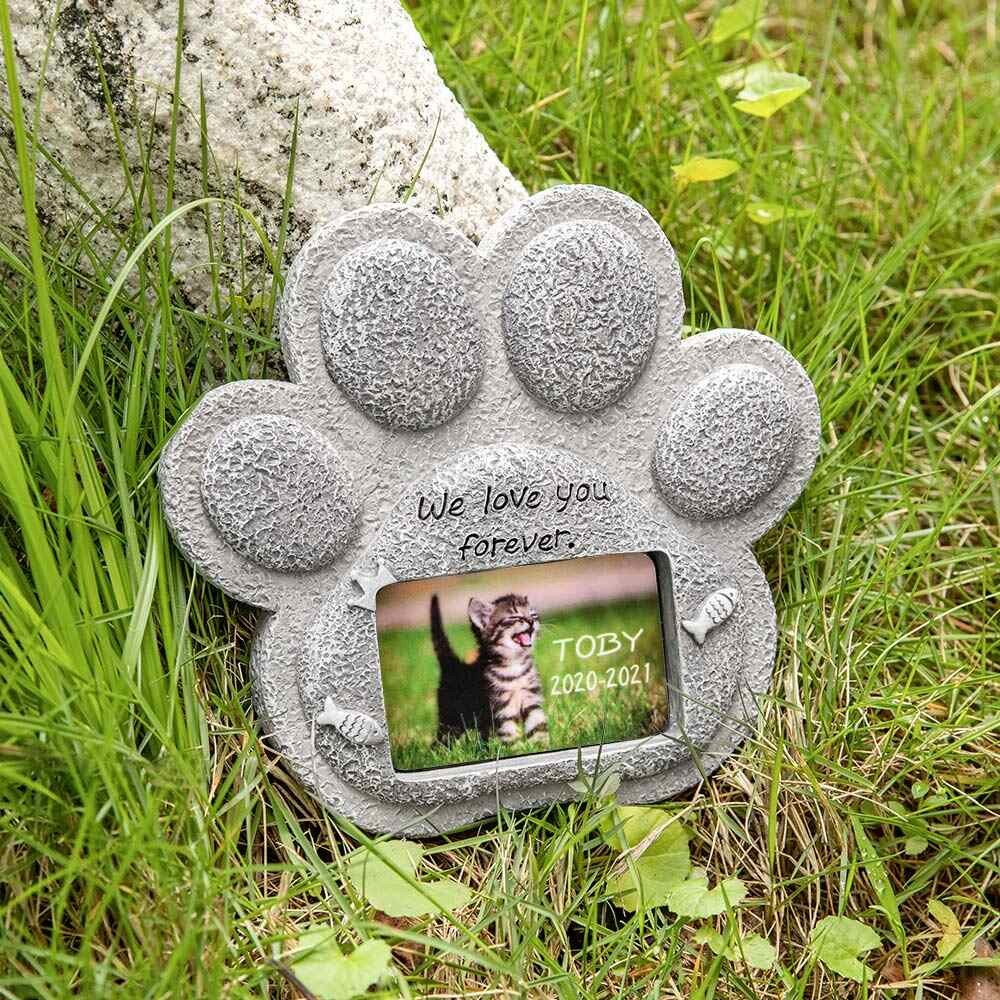Plaque Commémorative Personnalisable Pour Chien - Cadre Photo Et Texte, Pierre Funéraire Animal