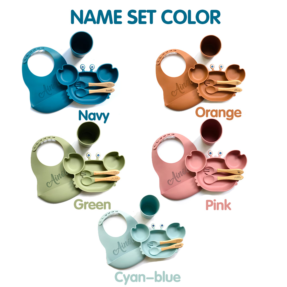 Baby Fütterungsset Aus Silikon - Mit Saugnapf Schüssel, Lätzchen & Besteck In Hellblau