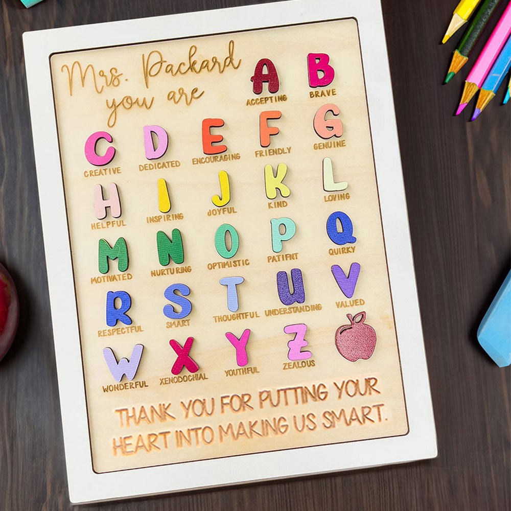 Gepersonaliseerde alfabet klas tekenen, alfabet ornament, klas decor, bevestiging tekenen, klasse leermiddelen, leraar waardering geschenken