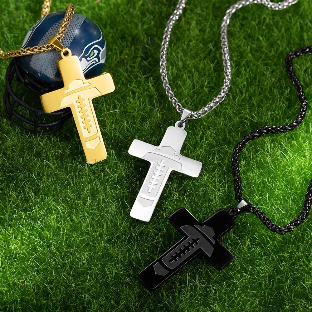 Personalized Bible Verse Necklace, Cross Pendant Necklace, Football ...