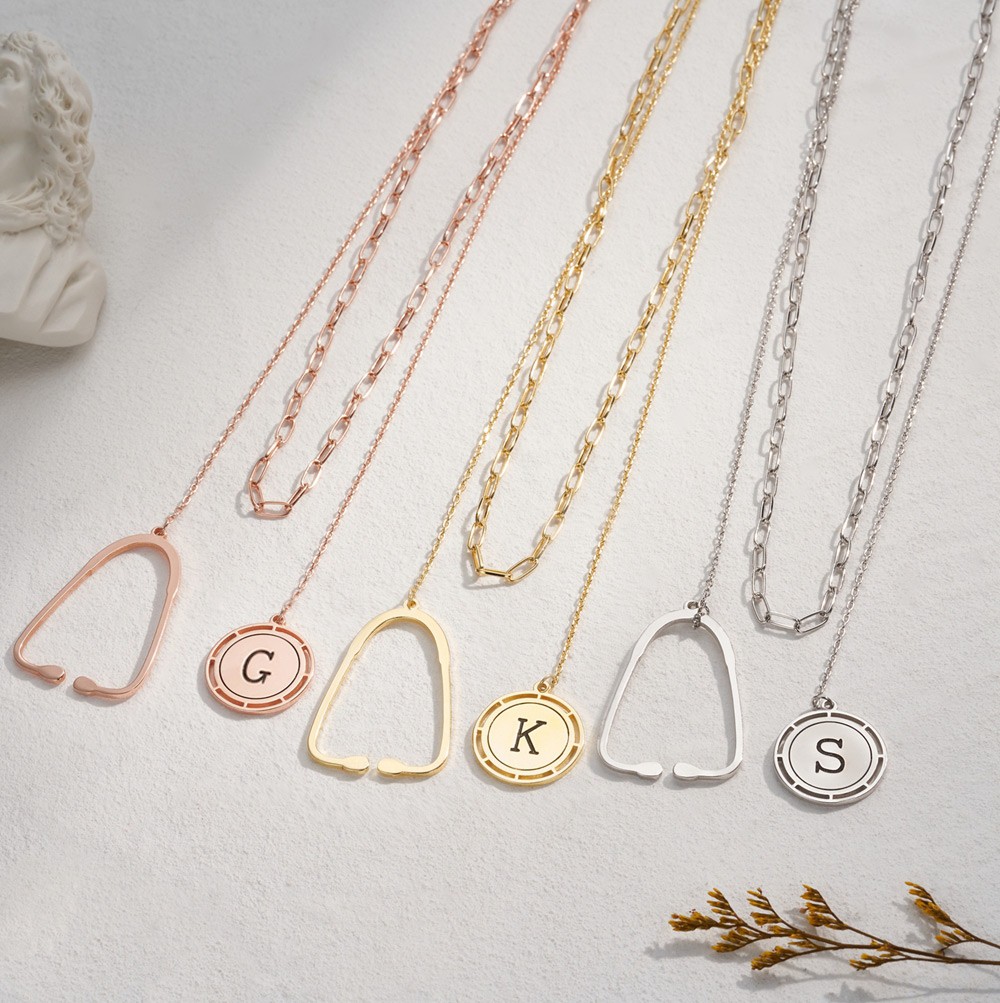 AOBOCO Collana In Argento 925 Con Ciondolo Cuore E Stetoscopio Per Infermieri E Medici, Regalo Di Laurea
