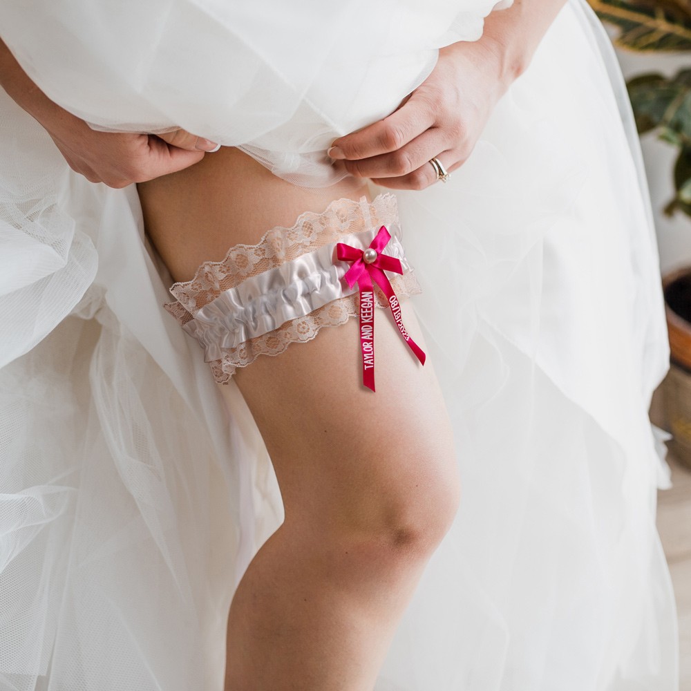 Personalized Garter, White and Blue, Something Blue, Wedding Gift for the Bride