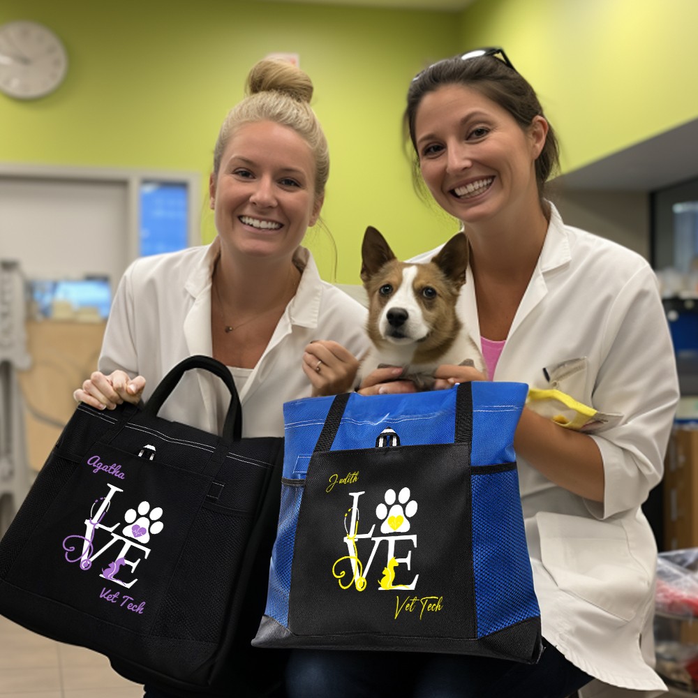 Personalized Veterinary Technician Tote Bag, Customizable Pet Tote Bag for Work, Gift for Vet Tech Week, Dog Tote Bag,  Dog Mom Gifts for Women