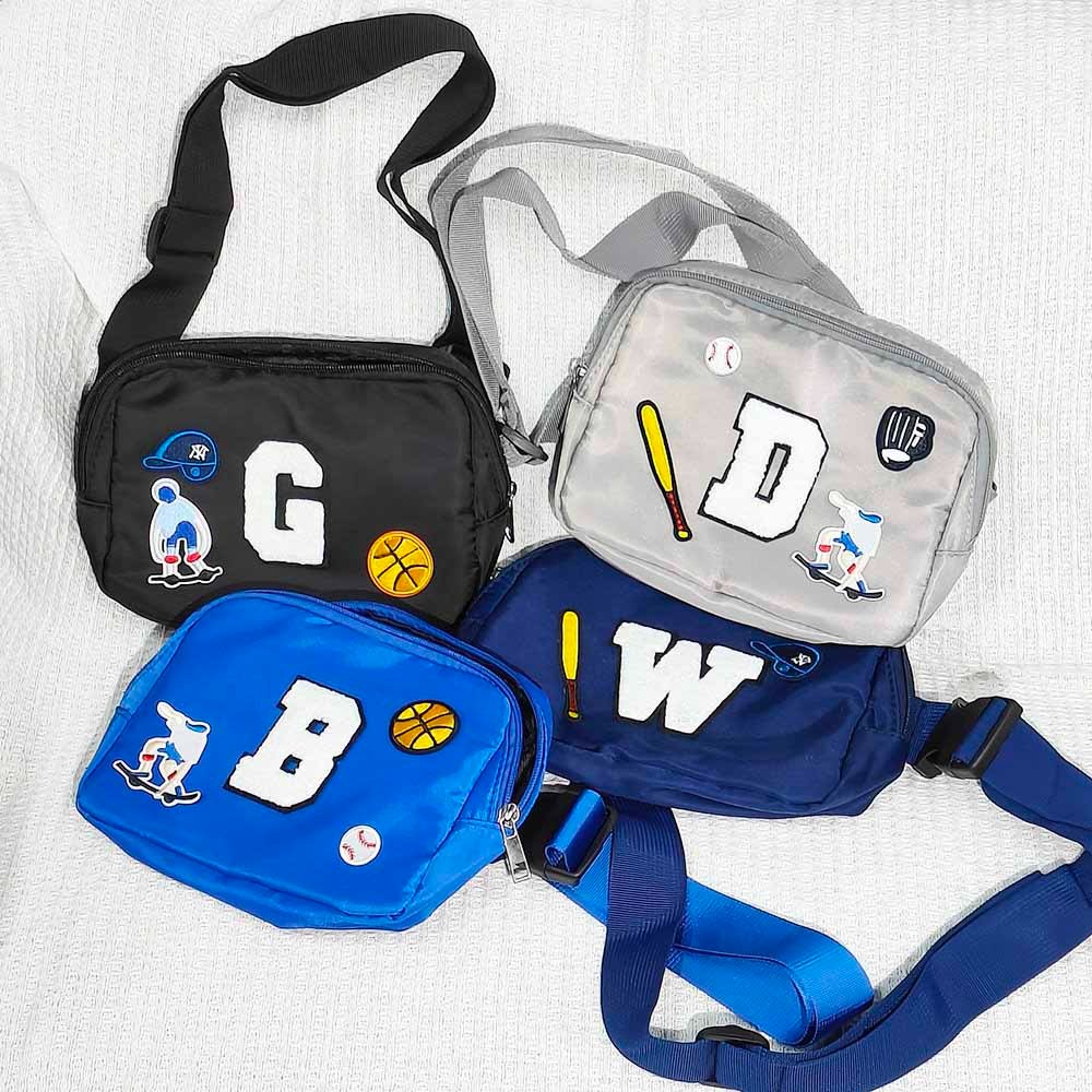 Personalized Fanny Pack for Boys | Custom Kids Belt Bag | Mini Skateboard & Basketball Crossbody Bag | Lemon Design Waist Bag