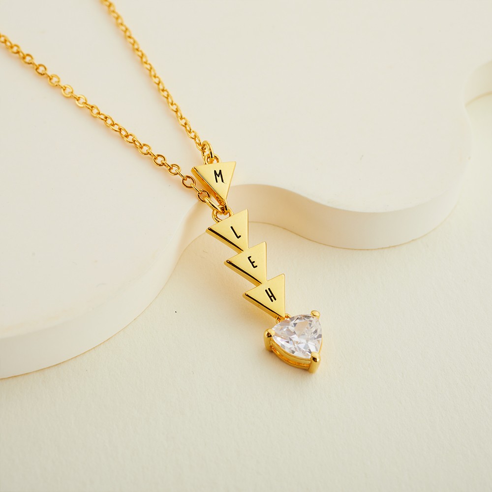 Personalized Triangle Initial Necklace with Zirconia, Thank You for Being My Badass Tribe, S925 Jewelry, Sister/Friendship/Bridesmaid's Gift for Women Best Friend