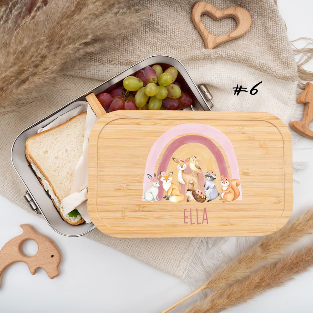Personalized Lunch Box for Children, Stainless Steel Lunch Box with Name, Snack Box for Kids, Ideal for Kindergarten & School