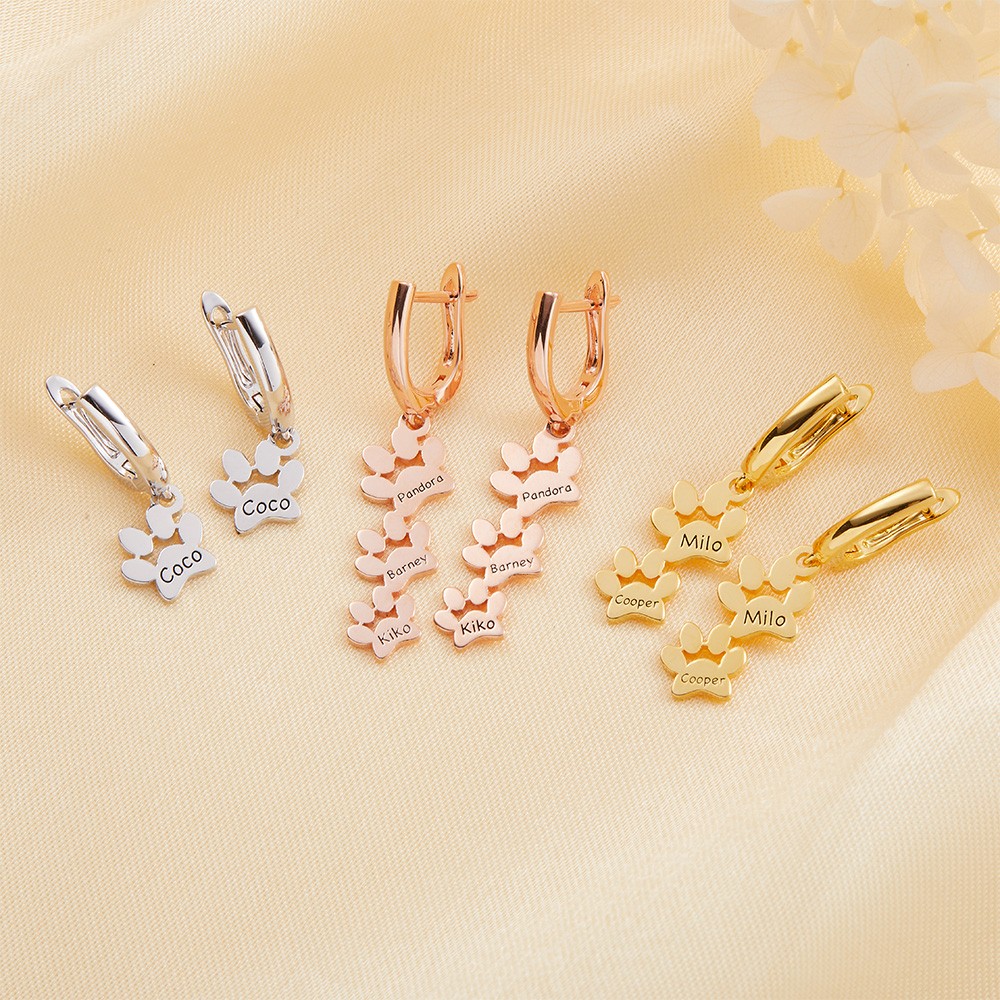 Paw Print Dangle Earrings