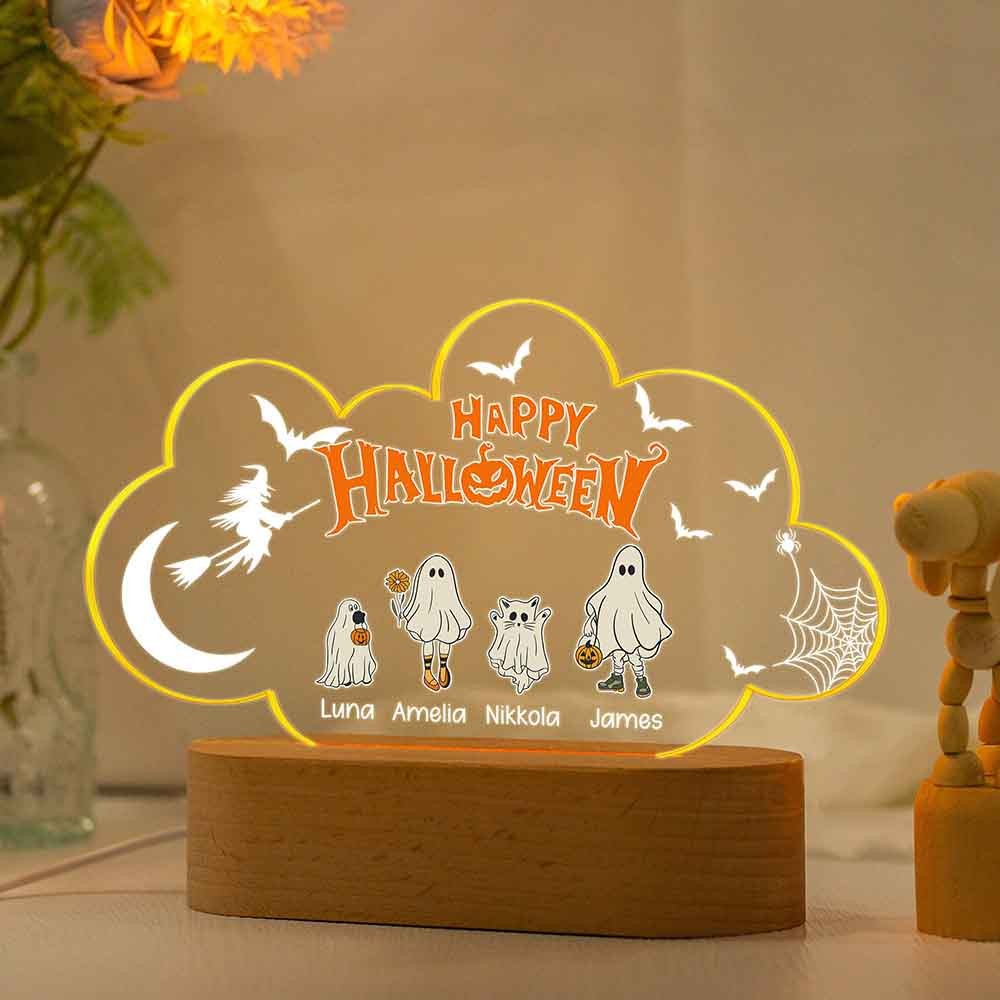 Custom Halloween Night Light, Personalized Night Lamp with Name, Funny Halloween Gifts for Kid, Halloween Decoration Trick/Treat Sign