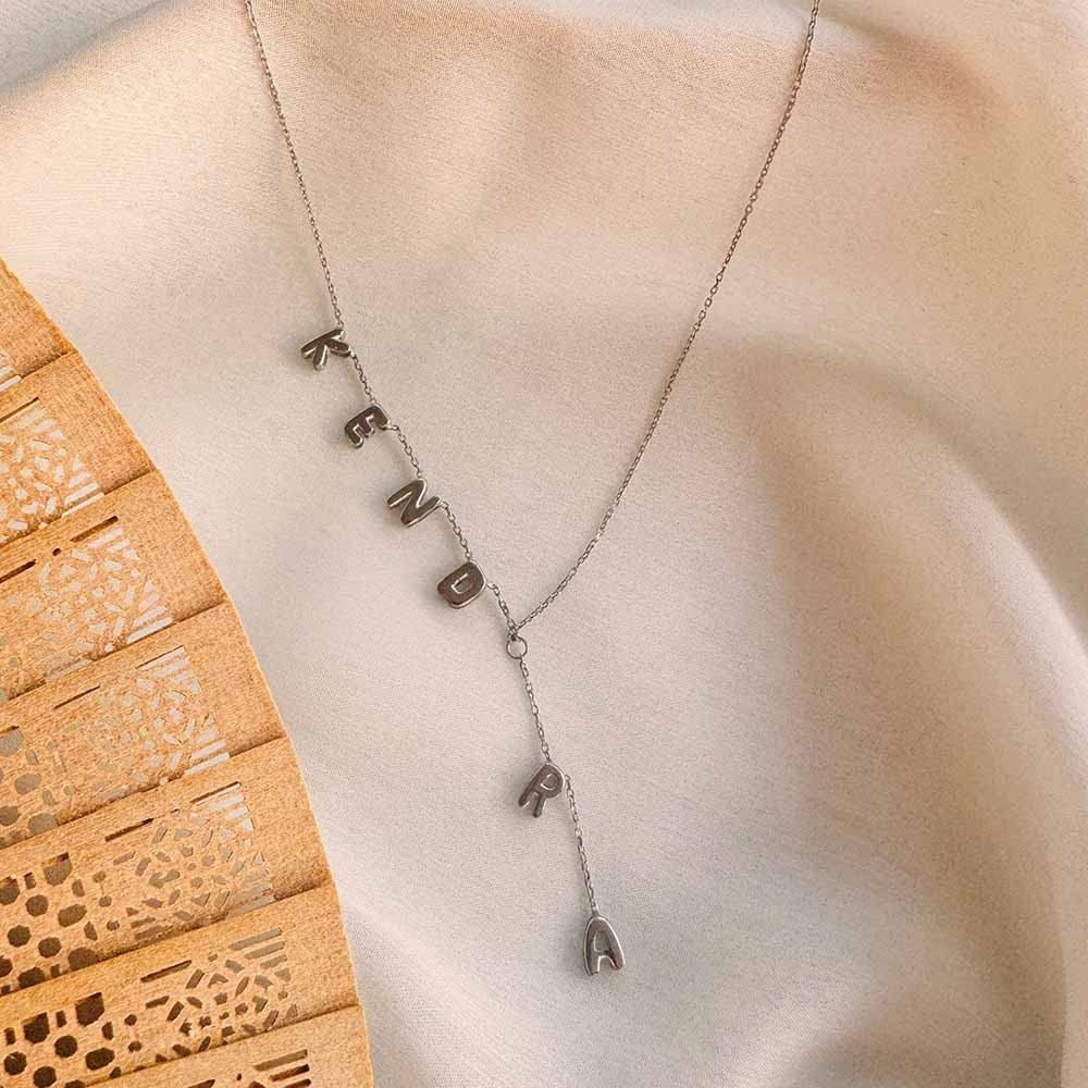 Personalized Initials Lariat Name Necklace, Bubble Letters Name Necklace, Lariat Y Name Necklace, Dainty Name Necklace, Bubble Letters Name Necklace