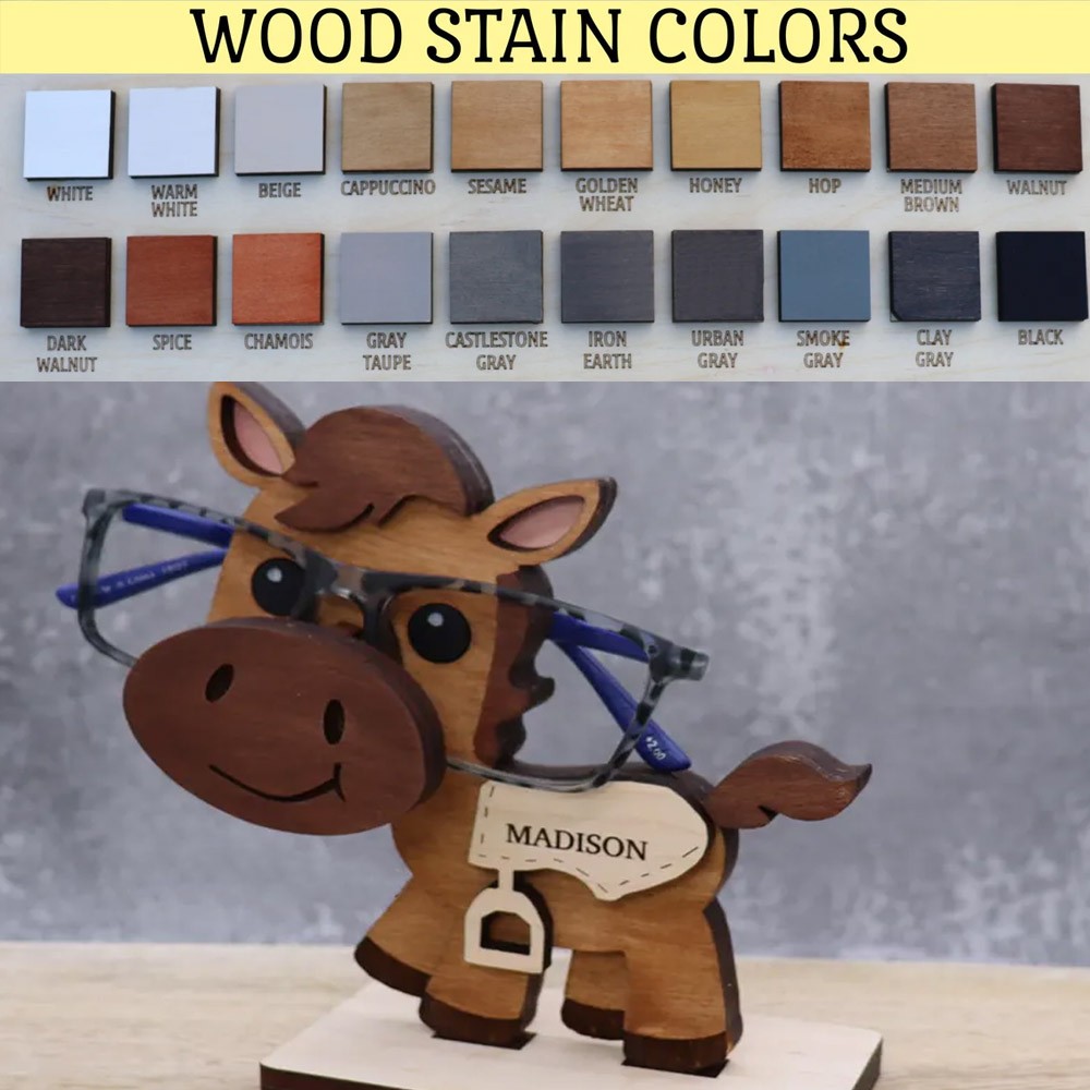 Personalized Name Horse Eyeglass Stand, Horse Wearing Glasses, Pony Eyeglass Holder, Custom Horse Gift, Gift for Horse Lover
