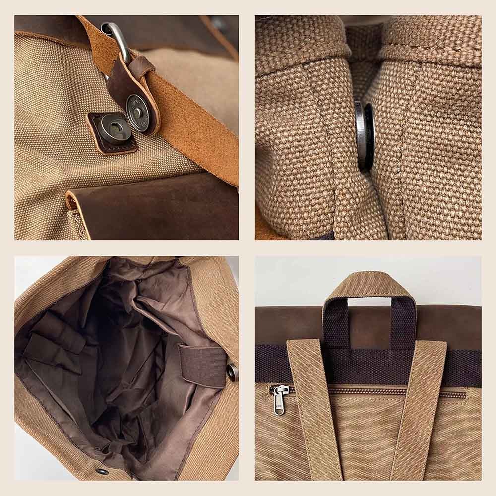 Personalized Name Tag Travel Backpack, Canvas Leather Backpack, Large Capacity Commuter Laptop Backpack, Christmas Gift