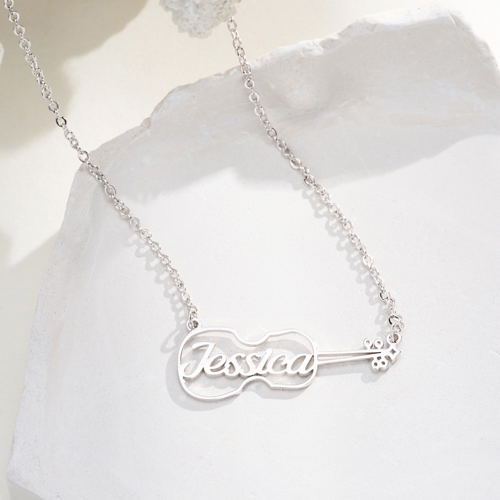 Personalized Violin Necklace, Violin Name Necklace, Gift for Music Lover, Gift for Her, Instrument Charms, Silver Violin Necklace, Gift for Her