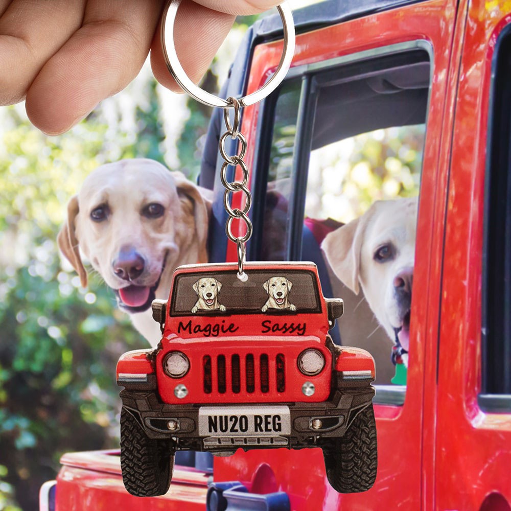 Personalized Jeep Dog Keychain